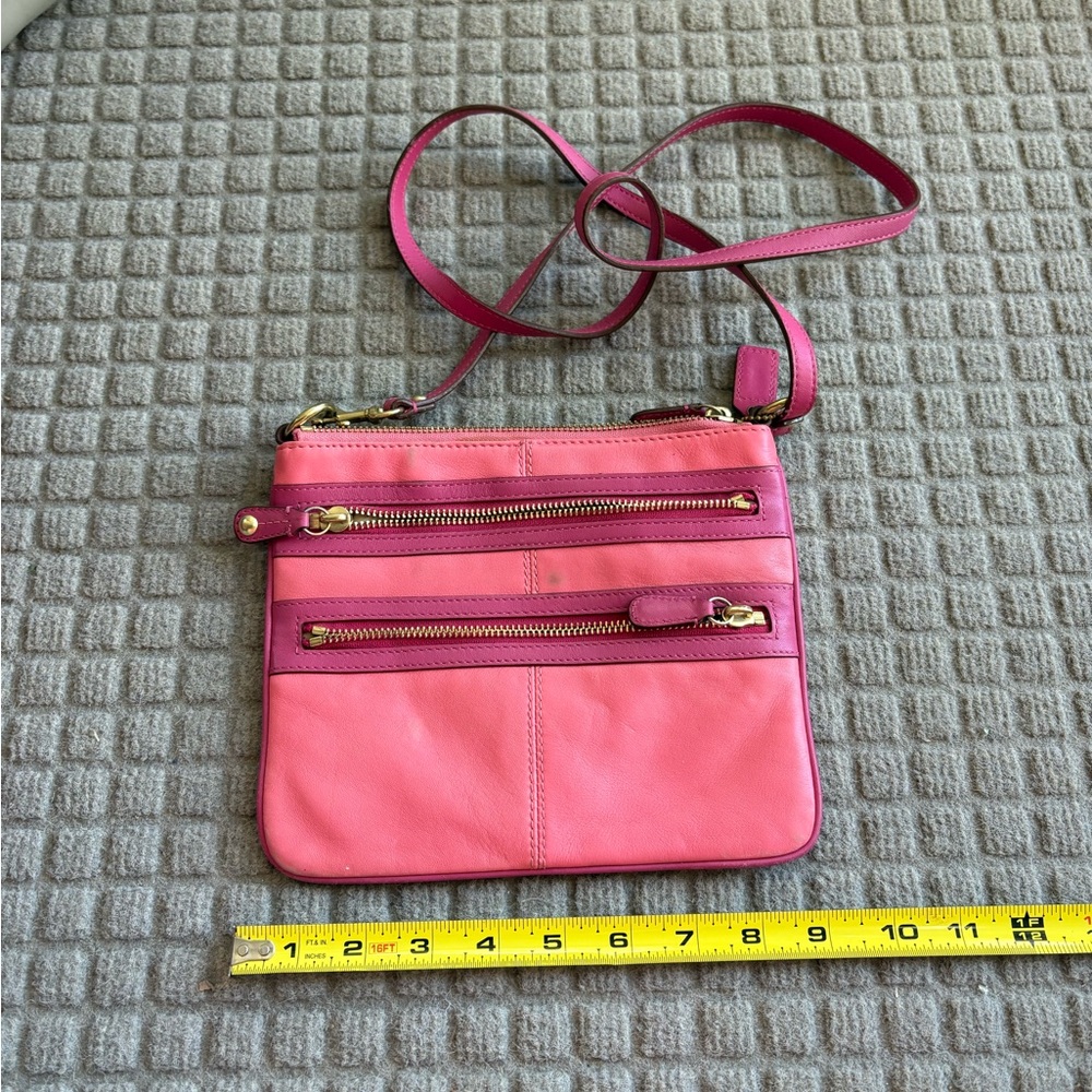 Coach Pink Crossbody Bag with Gold Accents